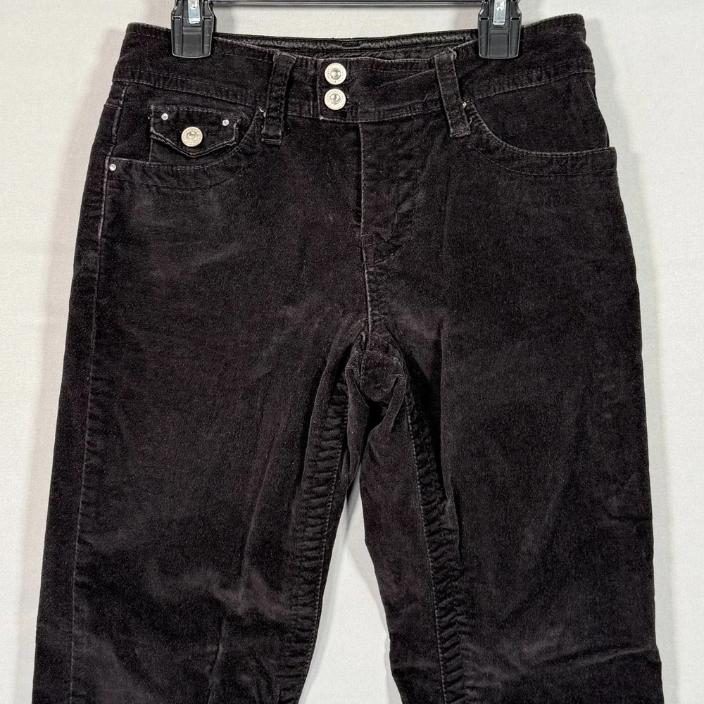 Limited Too Girl Y2K Black Corduroy Pants 12R Rhinestones Cool Snap Pockets‎